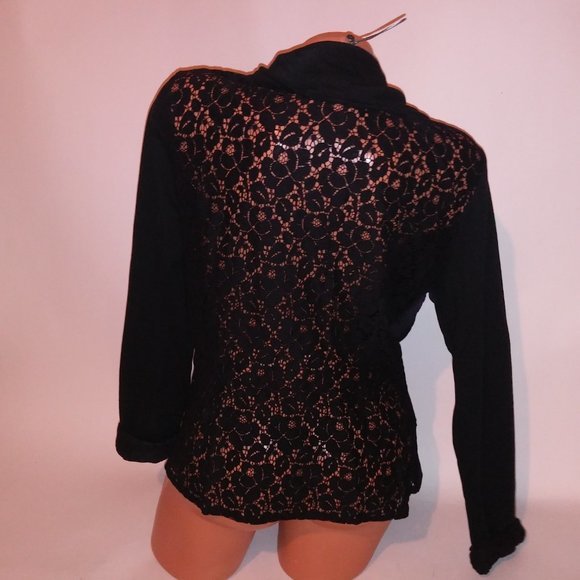 Mod Modele Blazer Jacket XL Black Lace Black Casual Solid Long Sleeve Button Fro - Picture 6 of 8